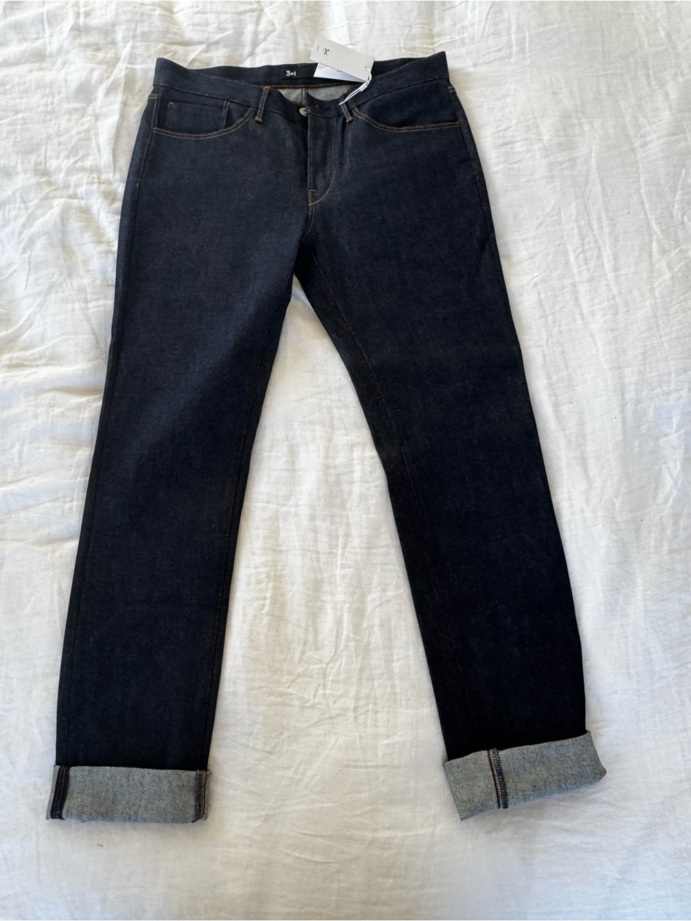 3x1 Men's Black Straight Raw Selvedge Jeans